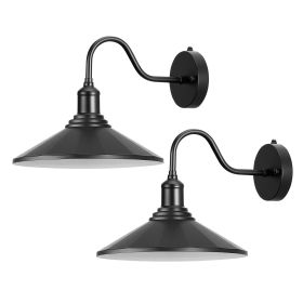 Outdoor Barn Light, 11.5 in Diameter, 2-Pack Farmhouse Gooseneck Light Fixture, Dusk to Dawn Exterior Wall Sconce, with Anti-Rust