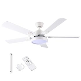 52 Inch 5 blades Ceiling Fan With Dimmable LED Light And Remote Control