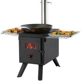 Wood Stove, 86 inch, Alloy Steel Camping Tent Stove, Portable Wood Burning Stove with Chimney Pipes & Gloves