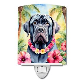 NEW Neapolitan Mastiff Luau Ceramic Night Light Compact, UL-Certified, Ideal for Bedroom, Bathroom, Nursery, Hallway, Kitchen, 6x4x3, Multicolor