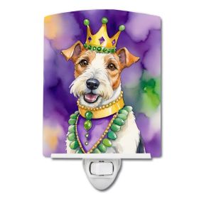 NEW Fox Terrier King of Mardi Gras Ceramic Night Light Compact, UL-Certified, Ideal for Bedroom, Bathroom, Nursery, Hallway, Kitchen, 6x4x3