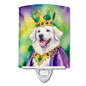 NEW Kuvasz King of Mardi Gras Ceramic Night Light Compact, UL-Certified, Ideal for Bedroom, Bathroom, Nursery, Hallway, Kitchen, 6x4x3, Multicolo