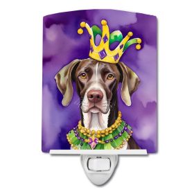 NEW German Shorthaired Pointer King of Mardi Gras Ceramic Night Light Compact, UL-Certified, Ideal for Bedroom, Bathroom, Nursery, Hallway, Kitch