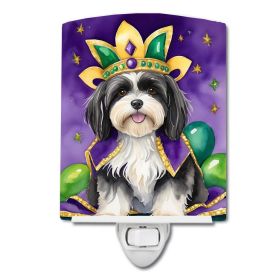 NEW Havanese King of Mardi Gras Ceramic Night Light Compact, UL-Certified, Ideal for Bedroom, Bathroom, Nursery, Hallway, Kitchen, 6x4x3, Multico