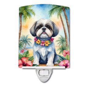 NEW Shih Tzu Luau Ceramic Night Light Compact, UL-Certified, Ideal for Bedroom, Bathroom, Nursery, Hallway, Kitchen, 6x4x3, Multicolor