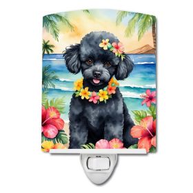 NEW Black Poodle Luau Ceramic Night Light Compact, UL-Certified, Ideal for Bedroom, Bathroom, Nursery, Hallway, Kitchen, 6x4x3, Multicolor