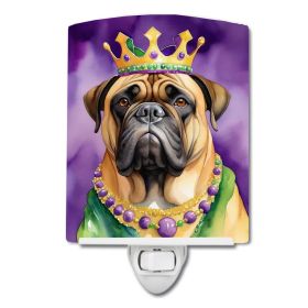 NEW Bullmastiff King of Mardi Gras Ceramic Night Light Compact, UL-Certified, Ideal for Bedroom, Bathroom, Nursery, Hallway, Kitchen, 6x4x3