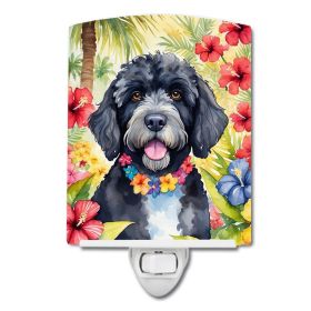 NEW Portuguese Water Dog Luau Ceramic Night Light Compact, UL-Certified, Ideal for Bedroom, Bathroom, Nursery, Hallway, Kitchen, 6x4x3, Multicolo