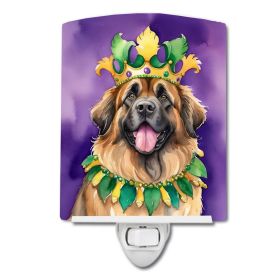 NEW Leonberger King of Mardi Gras Ceramic Night Light Compact, UL-Certified, Ideal for Bedroom, Bathroom, Nursery, Hallway, Kitchen, 6x4x3, Multi