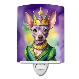 NEW American Hairless Terrier King of Mardi Gras Ceramic Night Light Compact, UL-Certified, Ideal for Bedroom, Bathroom, Nursery, Hallway, Kitche