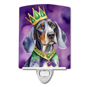NEW Bluetick Coonhound King of Mardi Gras Ceramic Night Light Compact, UL-Certified, Ideal for Bedroom, Bathroom, Nursery, Hallway, Kitchen, 6x4x