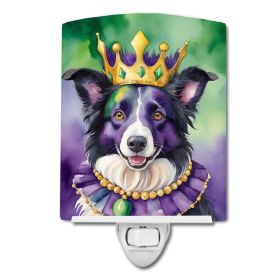 NEW Border Collie King of Mardi Gras Ceramic Night Light Compact, UL-Certified, Ideal for Bedroom, Bathroom, Nursery, Hallway, Kitchen, 6x4x3