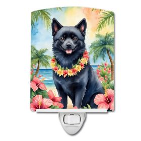 NEW Schipperke Luau Ceramic Night Light Compact, UL-Certified, Ideal for Bedroom, Bathroom, Nursery, Hallway, Kitchen, 6x4x3, Multicolor