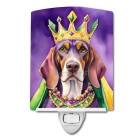 NEW American English Coonhound King of Mardi Gras Ceramic Night Light Compact, UL-Certified, Ideal for Bedroom, Bathroom, Nursery, Hallway, Kitch