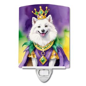 NEW American Eskimo King of Mardi Gras Ceramic Night Light Compact, UL-Certified, Ideal for Bedroom, Bathroom, Nursery, Hallway, Kitchen, 6x4x3