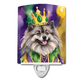 NEW Keeshond King of Mardi Gras Ceramic Night Light Compact, UL-Certified, Ideal for Bedroom, Bathroom, Nursery, Hallway, Kitchen, 6x4x3, Multico