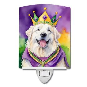 NEW Great Pyrenees King of Mardi Gras Ceramic Night Light Compact, UL-Certified, Ideal for Bedroom, Bathroom, Nursery, Hallway, Kitchen, 6x4x3