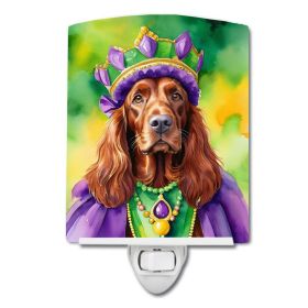 NEW Irish Setter King of Mardi Gras Ceramic Night Light Compact, UL-Certified, Ideal for Bedroom, Bathroom, Nursery, Hallway, Kitchen, 6x4x3