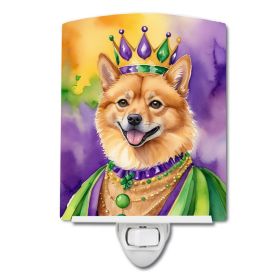 NEW Finnish Spitz King of Mardi Gras Ceramic Night Light Compact, UL-Certified, Ideal for Bedroom, Bathroom, Nursery, Hallway, Kitchen, 6x4x3
