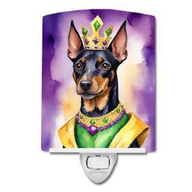NEW Manchester Terrier King of Mardi Gras Ceramic Night Light Compact, UL-Certified, Ideal for Bedroom, Bathroom, Nursery, Hallway, Kitchen, 6x4x