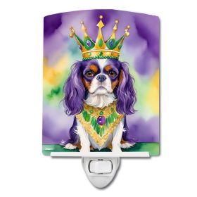 NEW Cavalier Spaniel King of Mardi Gras Ceramic Night Light Compact, UL-Certified, Ideal for Bedroom, Bathroom, Nursery, Hallway, Kitchen, 6x4x3
