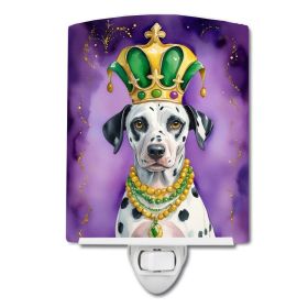 NEW Dalmatian King of Mardi Gras Ceramic Night Light Compact, UL-Certified, Ideal for Bedroom, Bathroom, Nursery, Hallway, Kitchen, 6x4x3, Multic