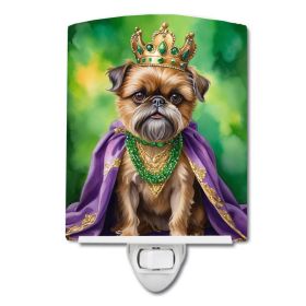 NEW Brussels Griffon King of Mardi Gras Ceramic Night Light Compact, UL-Certified, Ideal for Bedroom, Bathroom, Nursery, Hallway, Kitchen, 6x4x3