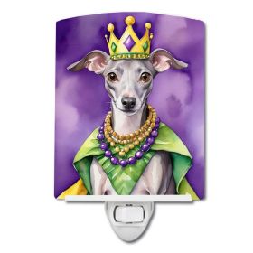 NEW Italian Greyhound King of Mardi Gras Ceramic Night Light Compact, UL-Certified, Ideal for Bedroom, Bathroom, Nursery, Hallway, Kitchen, 6x4x3