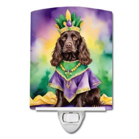 NEW Boykin Spaniel King of Mardi Gras Ceramic Night Light Compact, UL-Certified, Ideal for Bedroom, Bathroom, Nursery, Hallway, Kitchen, 6x4x3
