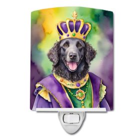 NEW Curly-Coated Retriever King of Mardi Gras Ceramic Night Light Compact, UL-Certified, Ideal for Bedroom, Bathroom, Nursery, Hallway, Kitchen,