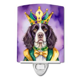 NEW English Springer Spaniel King of Mardi Gras Ceramic Night Light Compact, UL-Certified, Ideal for Bedroom, Bathroom, Nursery, Hallway, Kitchen