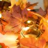 DearHouse 2 Pack Fall Maple Leaf Garland, 5.9Ft/Piece Hanging Vine With 16.4ft 40 Led String Light