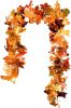 DearHouse 2 Pack Fall Maple Leaf Garland, 5.9Ft/Piece Hanging Vine With 16.4ft 40 Led String Light