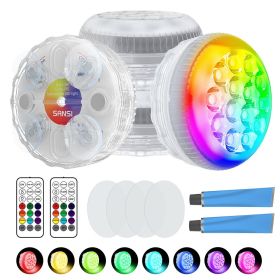 SANSI IP68 Waterproof RGB Pool Light, Summer Rechargeable 20Hrs Outdoor LED Lamp For Swimming Pool,Pond,Shower,Bath (Option: 4pack)