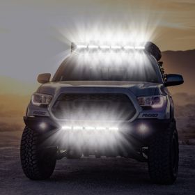 7in LED Light Bar Single Row Offroad Spot Lights 18W Ultra Slim Straight Work Light For Trailer Truck Bus Boat (Color: Black)
