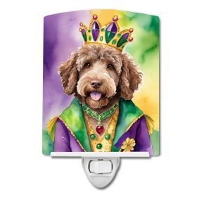 NEW Labradoodle King of Mardi Gras Ceramic Night Light Compact, UL-Certified, Ideal for Bedroom, Bathroom, Nursery, Hallway, Kitchen, 6x4x3 (Default: Default)