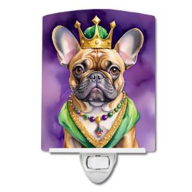 NEW French Bulldog King of Mardi Gras Ceramic Night Light Compact, UL-Certified, Ideal for Bedroom, Bathroom, Nursery, Hallway, Kitchen, 6x4x3 (Default: Default)