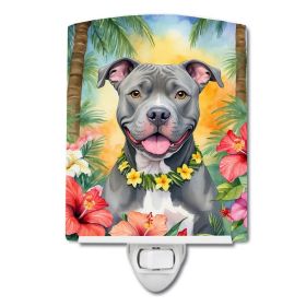 NEW Pit Bull Terrier Luau Ceramic Night Light Compact, UL-Certified, Ideal for Bedroom, Bathroom, Nursery, Hallway, Kitchen, 6x4x3, Multicolor (Default: Default)