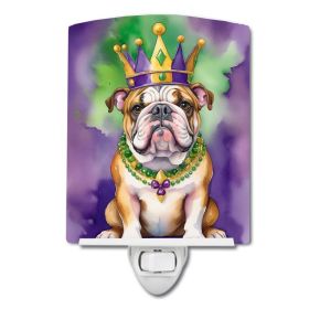NEW English Bulldog King of Mardi Gras Ceramic Night Light Compact, UL-Certified, Ideal for Bedroom, Bathroom, Nursery, Hallway, Kitchen, 6x4x3 (Default: Default)