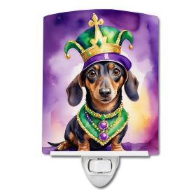 NEW Dachshund King of Mardi Gras Ceramic Night Light Compact, UL-Certified, Ideal for Bedroom, Bathroom, Nursery, Hallway, Kitchen, 6x4x3, Multic (Default: Default)