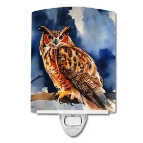 NEW Eurasian Eagle Owl Ceramic Night Light Compact, UL-Certified, Ideal for Bedroom, Bathroom, Nursery, Hallway, Kitchen, 6x4x3, Multicolor (Default: Default)